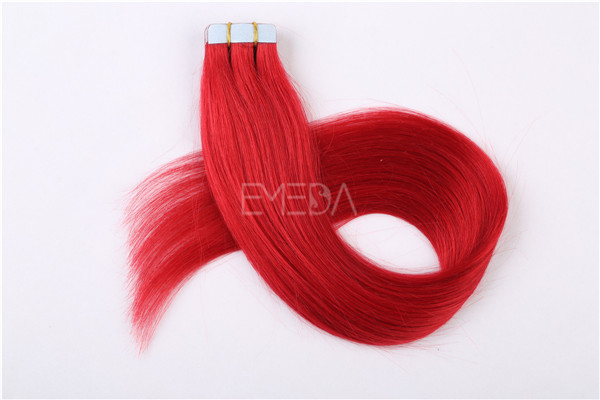 Cherry red Indian temple hair tape hair extensions  ZJ0051